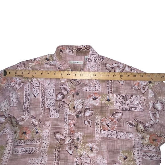 Campia Moda Men’s XL Pink Floral Hawaiian Button Down Shirt - Picture 5 of 9